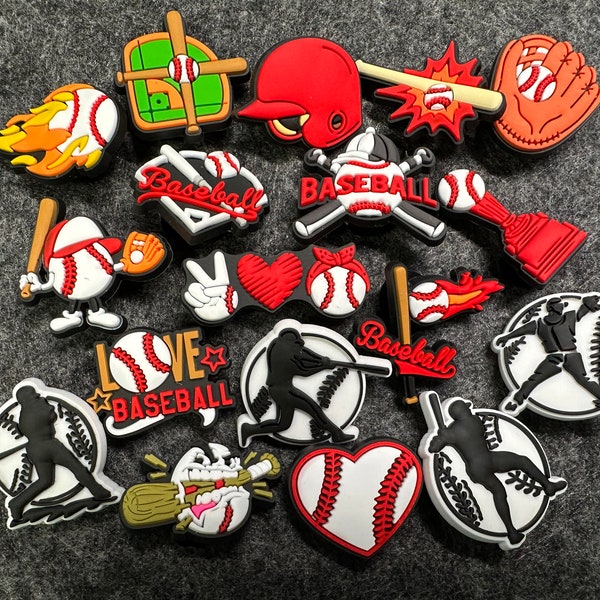 Baseball theme shoe charms