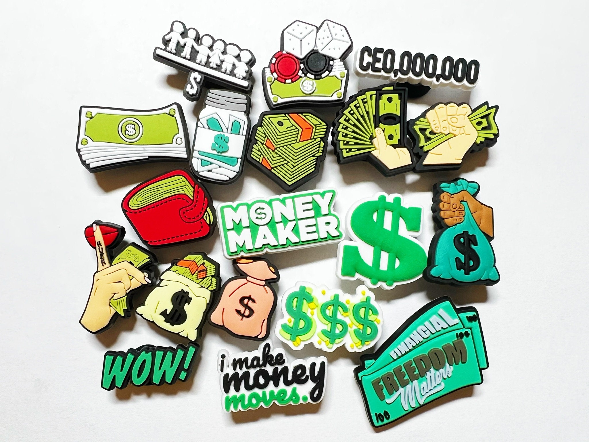 6x MONEY Stickers Die Cut SMALL Stacks Rolls Labels Decals 