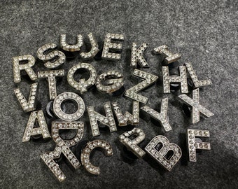 Bling Alphabet Shoe Charms: Silver or Gold Metal Letter Croc Charms