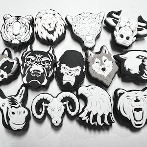 Black and white wild animal shoe charms