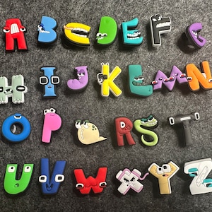 Cartoon cute face Alphabet Letter Shoe Charms Best Quality Golden Diamond Shoe Charms JuliesDecalDesign