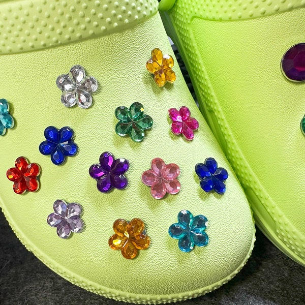 Colorful GEM colorful round and flowers Theme Unique Special Croc Shoes