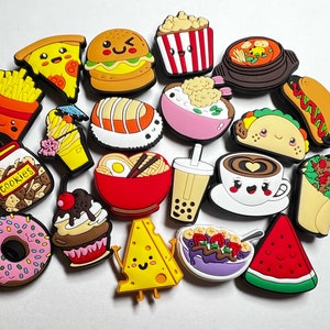 Yummy Food Design Theme Pizza Fries Coffee Watermelon HotDog Ramen soup sushi  popcorn and more shoe charms