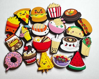 Yummy Food Design Theme Pizza Fries Coffee Watermelon HotDog Ramen soup sushi  popcorn and more shoe charms