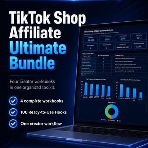 TikTok Shop Affiliate Ultimate Bundle | Command Center, Video Planner, Commission & Sample Trackers