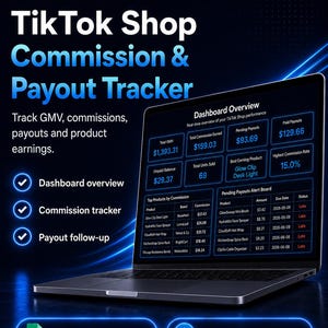 TikTok Shop Commission & Payout Tracker | GMV, Earnings, Pending Payments Spreadsheet