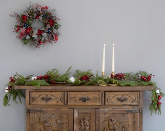 Guirlande de Noël | Guirlande artificielle de sapin | guirlande à feuilles persistantes | Chemin de table de Noël | Décoration de Noël | Guirlande de sapins |  Guirlande de pins