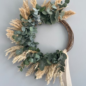 Boho Wall Decor, Eucalyptus Wreath, Pampas Wreath, Rustic Decor, Rustic Home Decor, Dried flowers wreath, Wall Wreath, Housewarming gift