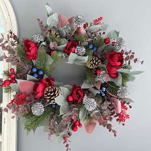 Weihnachtskranz, Weihnachtslaubkranz, Weihnachtsdekoration, Rustikale Weihnachten, Feiertagskranz, Weihnachtstürkranz, Winterkranz