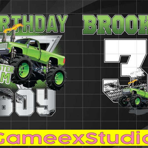 Personalized Name Age Monster Truck Birthday Png, Birthday Boy Monster Truck Png, Birthday Truck Png, Digital Download