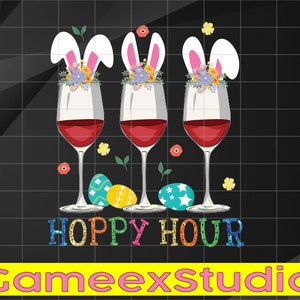 Three Wine Glasses Easter Drinking Bunny Ears Drink Up Png, Wine Glasses Bunny Png- Drinking Wine Lover Easter, Easter Day, Digital Download