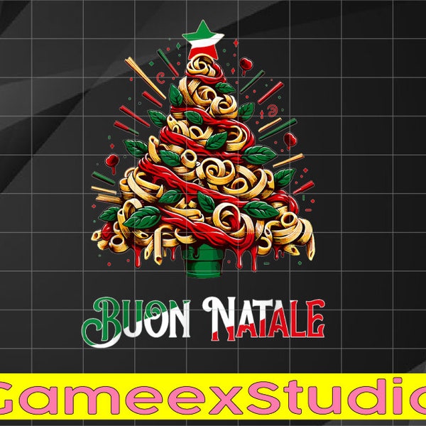 PNG ONLY Buon Natale Italian Pasta Christmas Tree Xmas Png, Funny Italian Christmas Png, Christmas Png, Digital Download