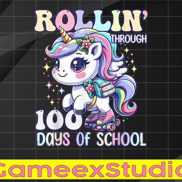 PNG ONLY 100 Days of School Girls Teacher Png, 100th Day Unicorn Png, 100 Days Of School Png, Digital Download