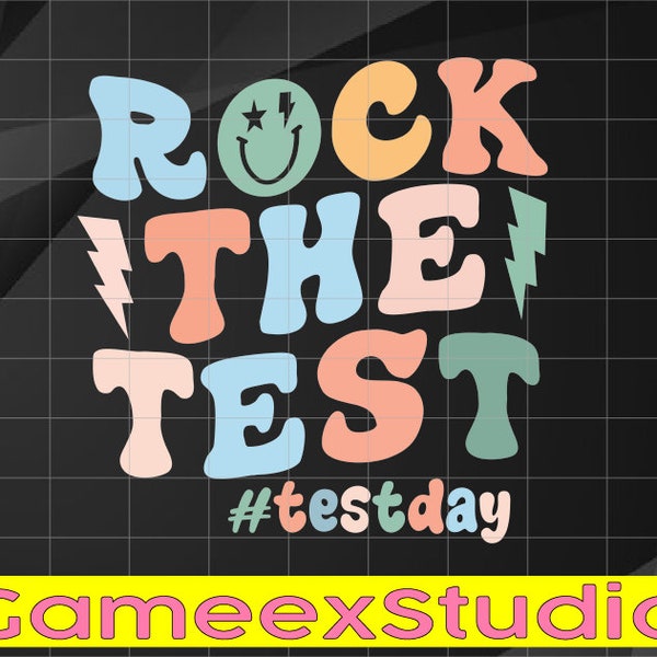 Rock The Test Testing Day Retro Motivational Teacher Student Svg, Smiley Face Svg, Retro Teacher Png Last Day Of School svg Digital Download