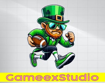 PNG ONLY Leprechaun Playing Football St Patricks Day Sport Png, Football Shamrock Png, Patrick's Day Png, Digital Download