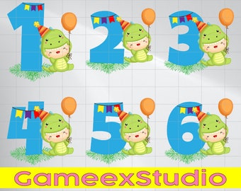 Dinosaur Birthday Party Numbers, Dinosaur t rex Numbers SVG, PNG for cricut,silhouette, Birthday Numbers