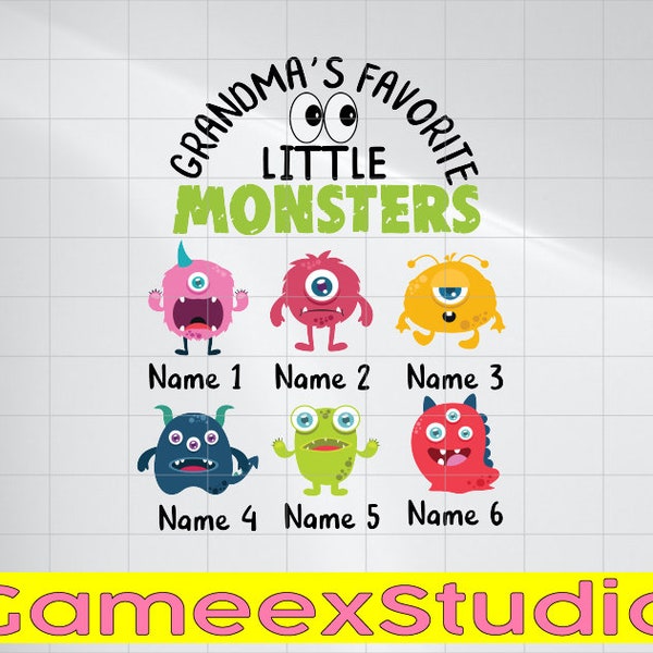 Grandma's Favorite Little Monsters Custom Gift For Grandma Png, Funny Grandma with Grandkids Name, Personalized Mothers Day