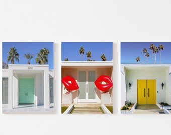 Set Of 3 Palm Springs Wall Art Prints, Midcentury Modern, Palm Springs Poster, Palm Tree Print, Boho Wall Art, Palm Springs Photo,Door Print