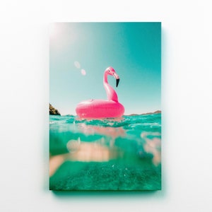 Flamingo Beach Print Wall Art, Flamingo Beach Canvas Print, Wall Decor Wall Art, California Poster Art, Pool Photography Art, Large Wall Art