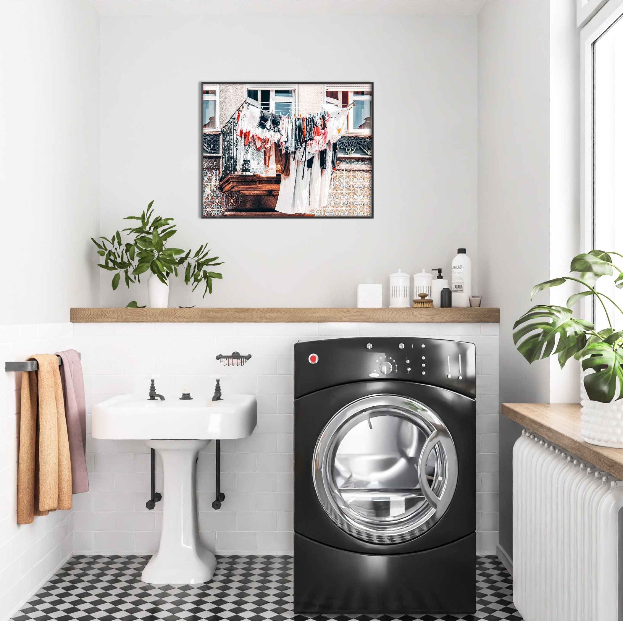Laundry Room Decor, Laundry Room Art, Portugal Print Wall Art, Hanging