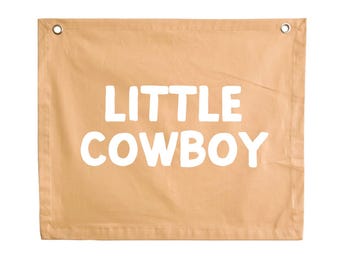 Little cowboy kids wall banner | Western rodeo wall hanging ~ Honey yellow