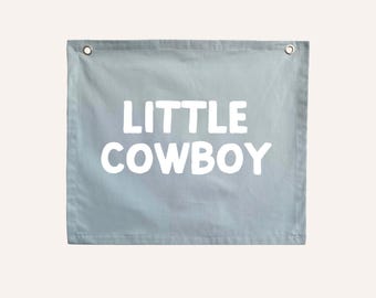 Little cowboy kids wall banner | Western rodeo wall hanging ~ Sky blue
