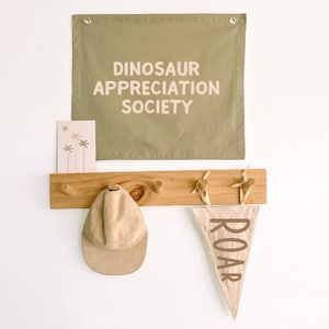 Dinosaur appreciation society wall banner ~ Fern green