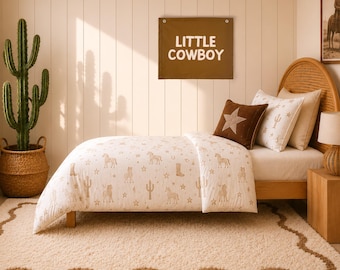 Little cowboy kids wall banner | Western rodeo wall hanging ~ Spice
