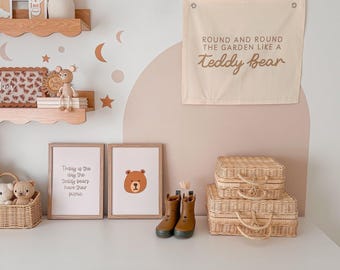 Round and round the garden like a teddy bear wall banner | nursery wall hanging ~ Shell