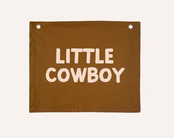 Little cowboy kids wall banner | Western rodeo wall hanging ~ Spice