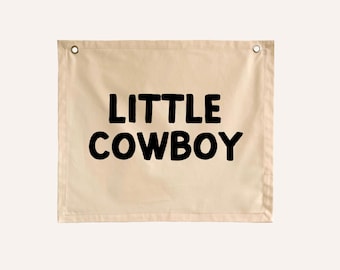 Little cowboy kids wall banner | Western rodeo wall hanging ~ Shell
