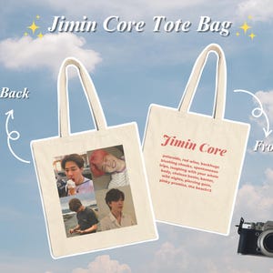 fourre-tout Jimin Core | Sac en toile | 100 % coton | Esthétique | K-pop | Cadeau | Kpop | RM, Jin, Suga, Jhope, Jimin, V, Jungkook