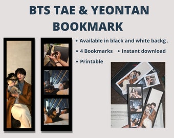 Printable BTS Inspired Bookmarks, Set of 6, Digital Bookmarks to