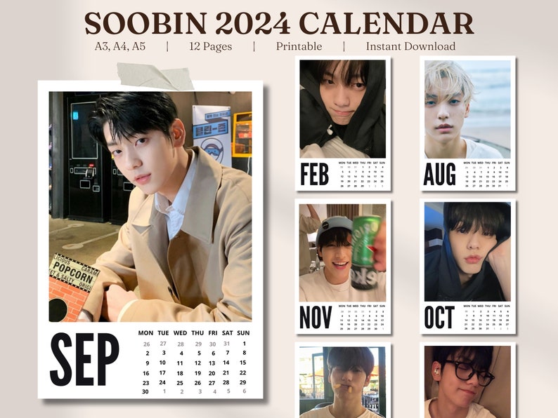 Txt Soobin Calendar 2024 A3, A4, A5 PDF Txt Digital Calendar Desk and