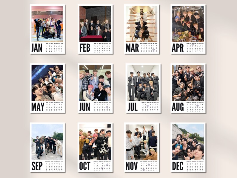 Ateez OT8 Calendar 2024 A3, A4, A5 PDF Ateez Digital Calendar Desk and