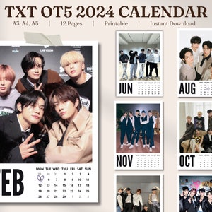 Txt OT5 Calendar 2024 | A3, A4, A5 | PDF | Txt Digital Calendar | Desk and Wall Calendar | Printable | Instant Download