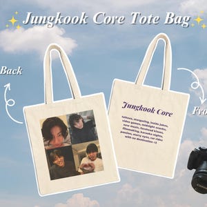 fourre-tout Jungkook Core | Sac en toile | 100 % coton | Esthétique | K-pop | Cadeau | Kpop | RM, Jin, Suga, Jhope, Jimin, V, Jungkook