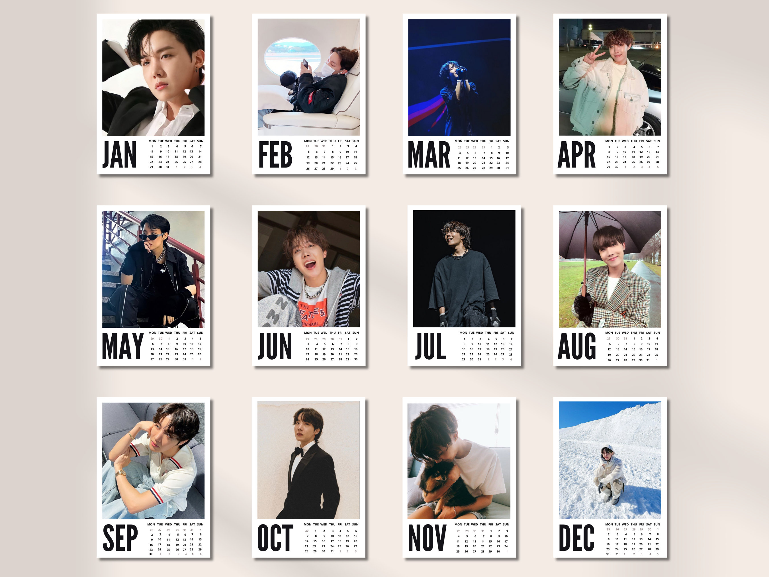 Jhope Calendar 2024 A3, A4, A5 PDF BTS Digital Calendar Desk and Wall Calendar Printable Instant