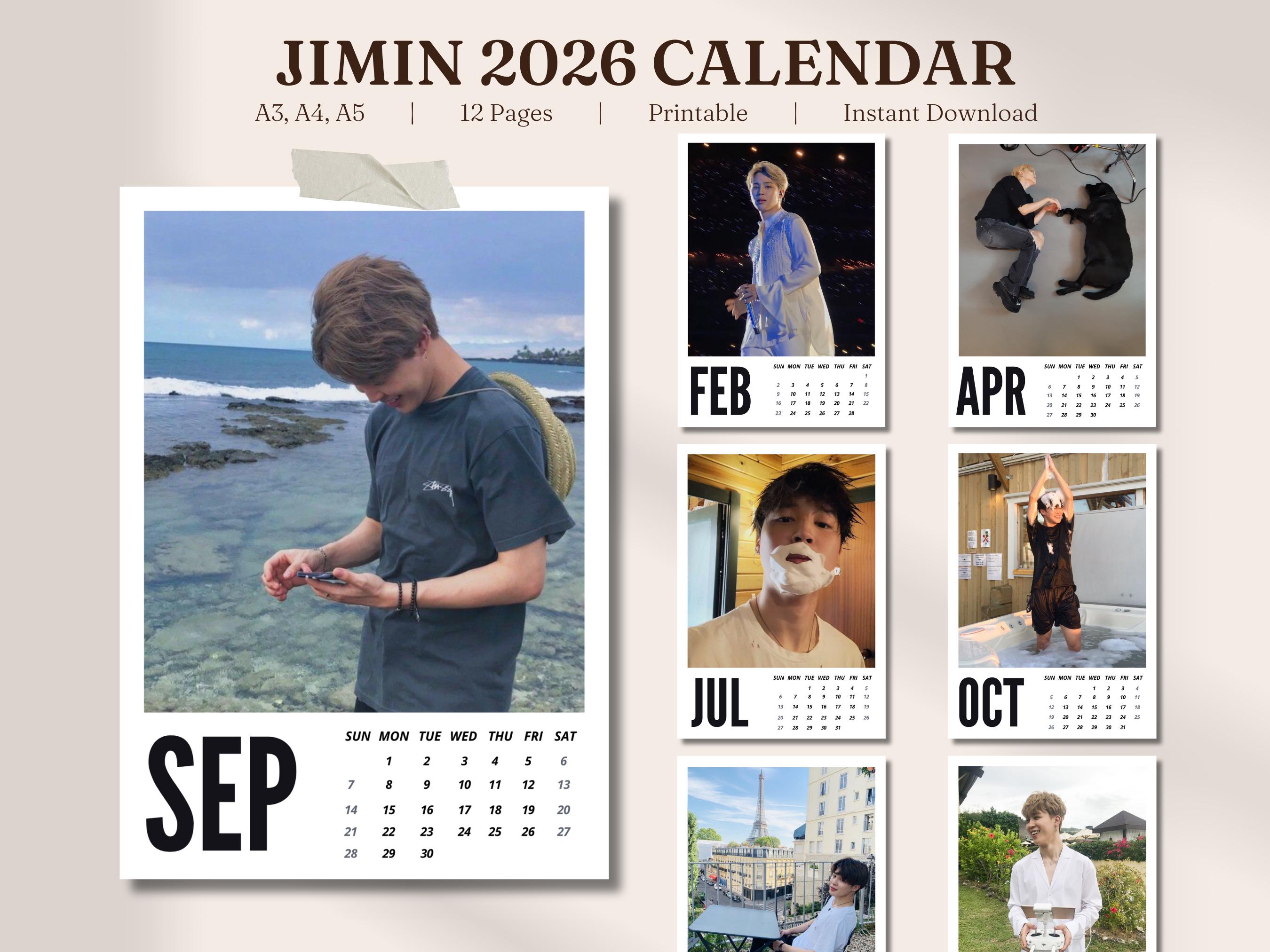 Jimin Calendar 2026 | A3, A4, A5 | PDF | Bangtan Digital Calendar