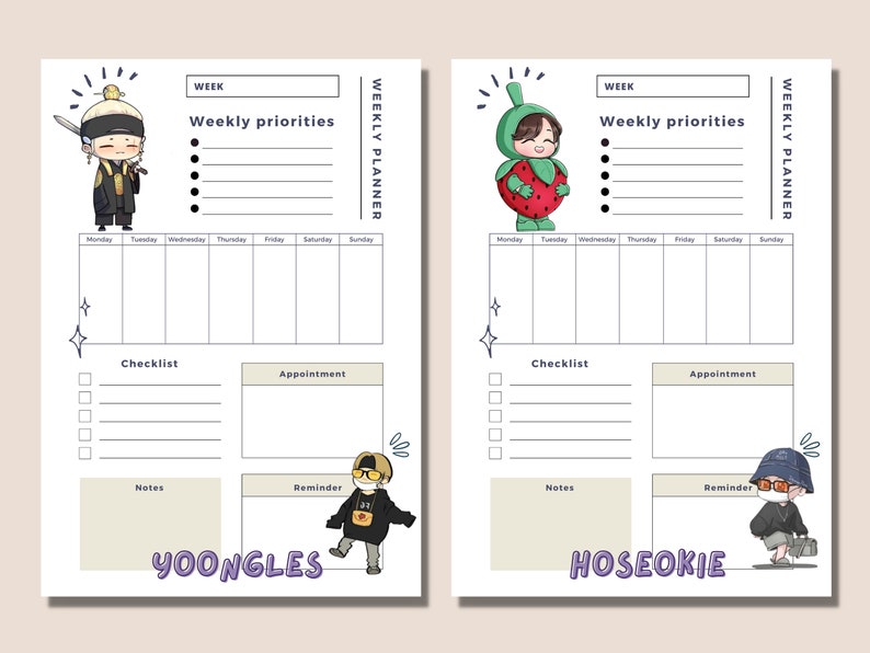BTS Planner BTS Weekly Planner BTS Stationary Planner - Etsy