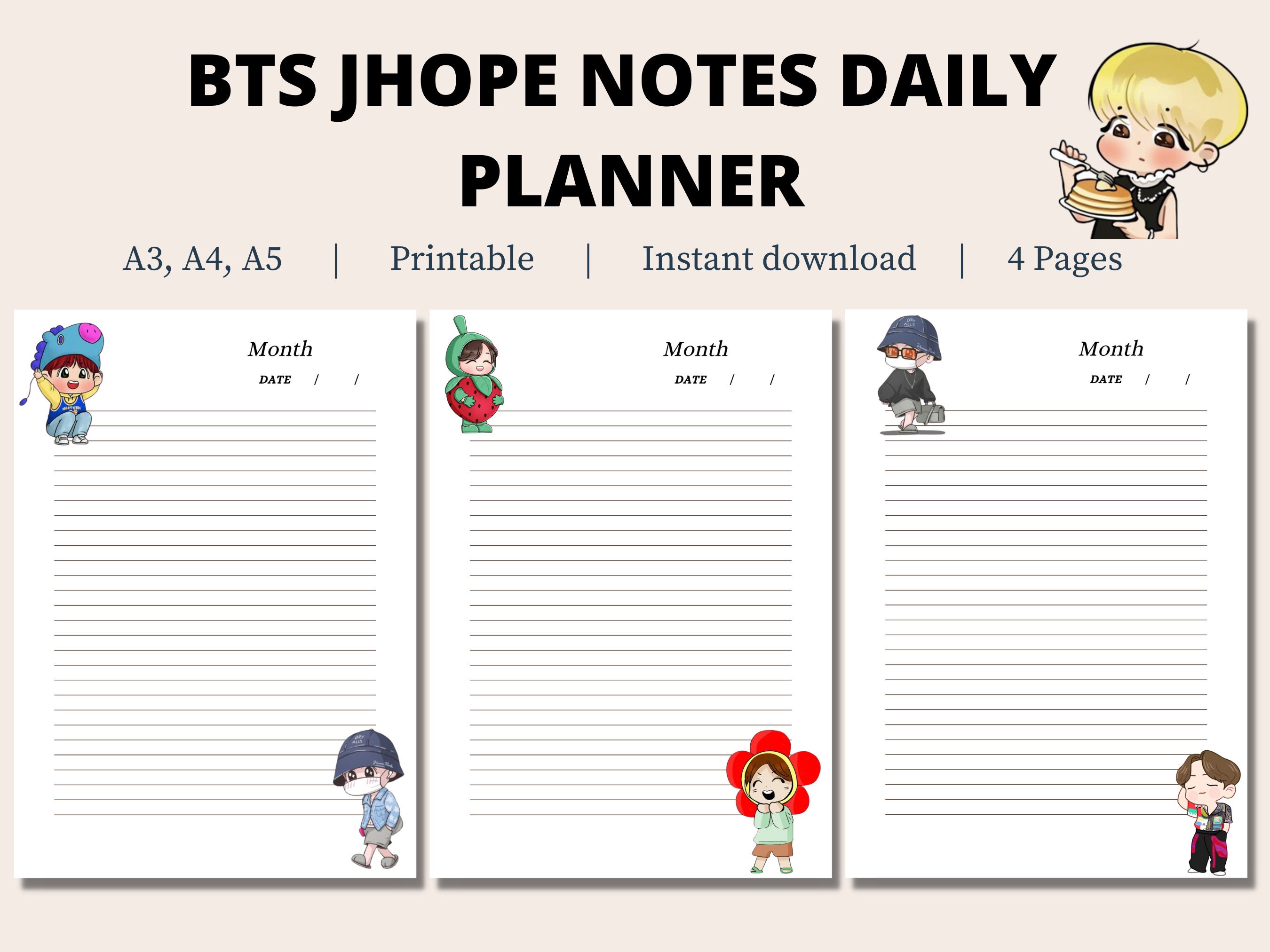 BTS Notes Daily Planner BTS Stationary Planner Bundle - Etsy