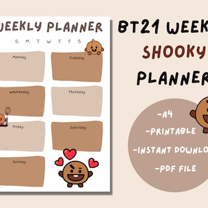 BT21 Weekly Planner - Shooky | BT21 Printable Planner | BTS Weekly Planner | A4 | Printable | Instant Download
