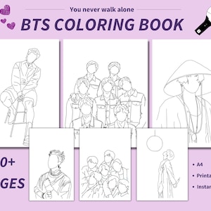 BTS A4 Colouringbook, Bangtan, ARMY, Digital Colouringbook, Printable, Instant Download, PDF, Zip file, 20+ Pages, KPop gifts, Gift Ideas