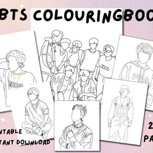 BTS A4 Colouringbook, Bangtan, ARMY, Digital Colouringbook, Printable, Instant Download, PDF, Zip file, 20+ Pages, KPop gifts, Gift Ideas
