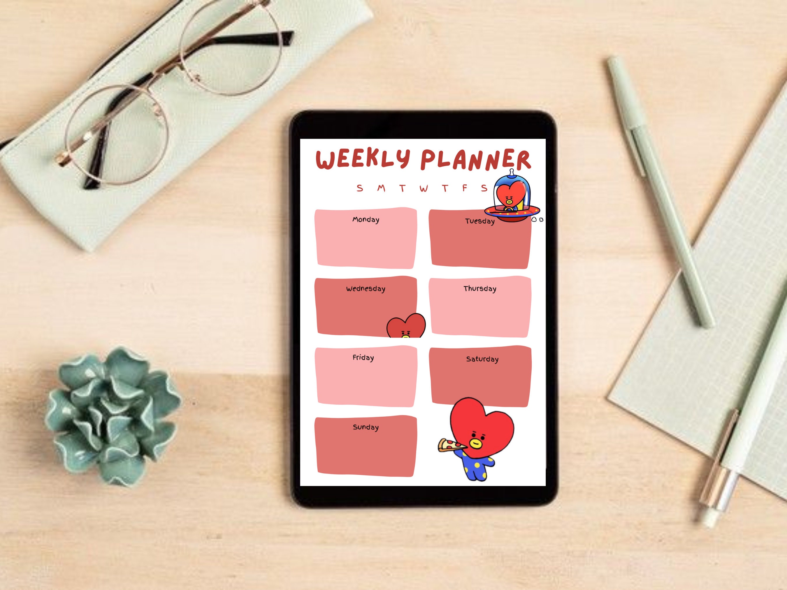 BT21 Weekly Planner TATA BT21 Printable Planner BTS Weekly Planner A4  Printable Instant Download 