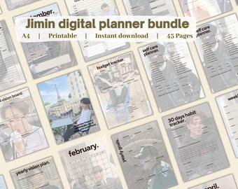 BTS Jimin Ultimate Planner / BTS Planner Bundle / BTS Stationary / Planificador Digital / 45 Páginas / A4 / Imprimible / Descarga Instantánea