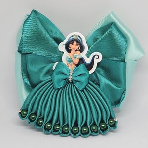 Disney Princess Jasmine Hair Bow, Disney, Aladdin, Jasmine Bow, Girls Hair Bow, Clips, Ribbon, Magical, Headband, Genie, Magic Carpet, Abu