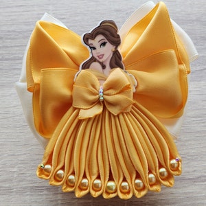 Disney Princess Belle Hair Bow, Disney Bow, Princess Bow, Belle Bow, Girls Hair Bow, Girls Hair Clips, Ribbon, Magical Hair Clip, Headband