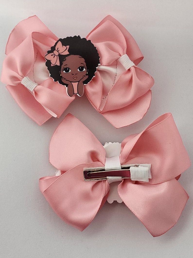 Pink Ribbon Satin Bow, Black Girl Magic, Hair Bow, Hair Clip, Headband