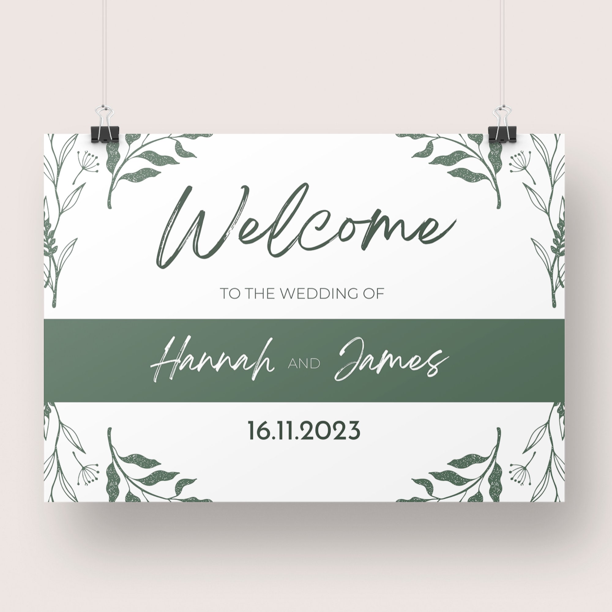 Cartello Benvenuto Nozze Stile Boho - Personalizzato Per Matrimonio Rustico - Foto 2